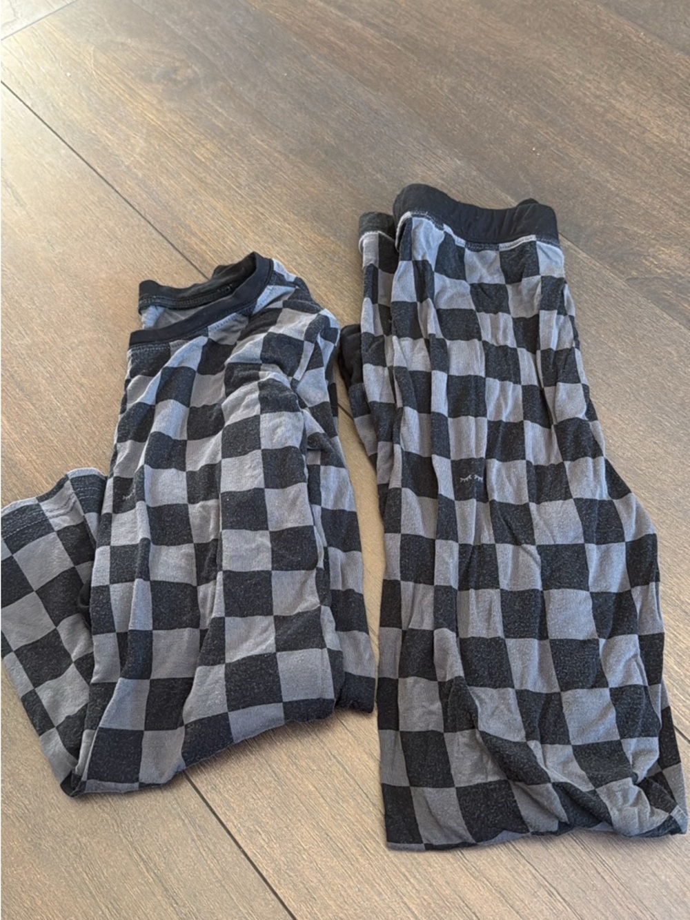 Little Sleepies Black & Gray Checkered Kids Pajama Set